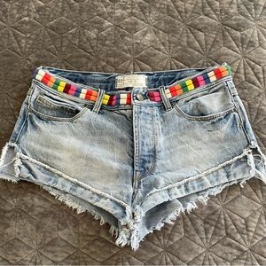 Free People Eliot Denim Jean Shorts Rainbow Y2K